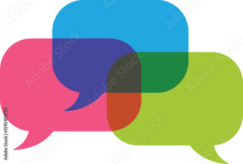 Abstract Colorful Overlapping Speech Bubbles, Communication Concept