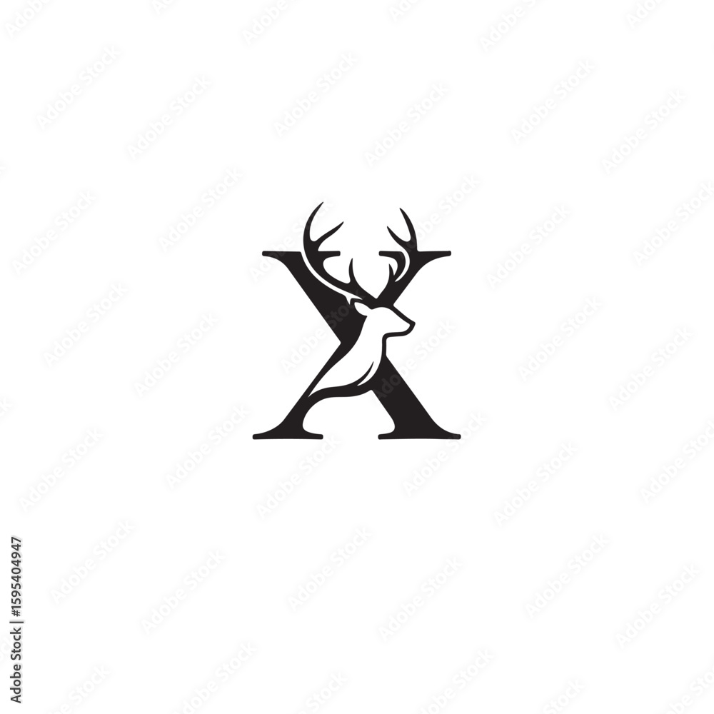Naklejka premium Elegant Deer Head Initial Letter X Logo Design for Premium Brands