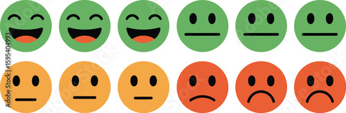 Customer Feedback Emojis Satisfaction Scale Green Orange Red