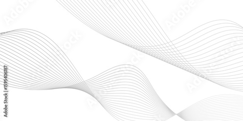 Abstract technology lines on white background. Undulate Grey Wave Swirl, frequency sound wave, twisted curve lines with blend effect, wave with lines created using blend tool.