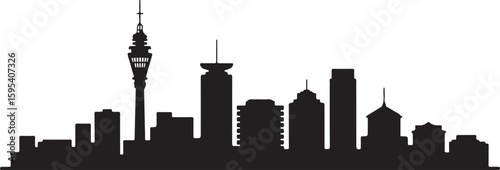 Johannesburg skyline silhouette vector Hillbrow Tower African city
