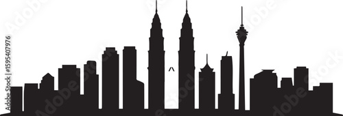 Canvas Print Kuala Lumpur skyline silhouette vector black and white city landmark