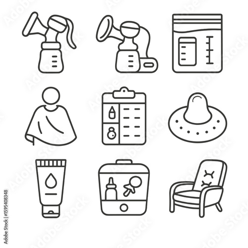 No schedule emojis captions icons icon breastfeeding vector equally pump isolated tools