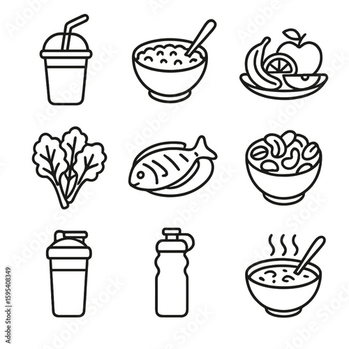 Bottle any icons icon numbers soup plate nutrition postpartum no typography detailed