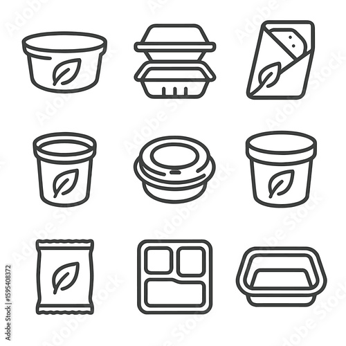 Sandwich packaging set modern equally biodegradable snack no icons icon vector letters
