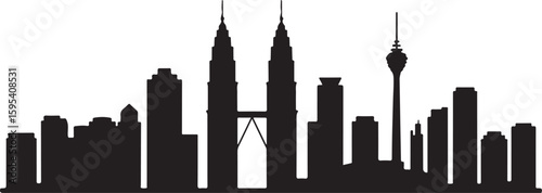Photography Kuala Lumpur skyline silhouette vector black and white city landmark