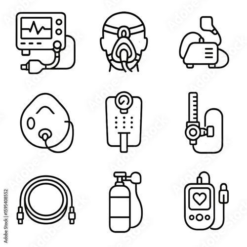 No mask vector punctuation icons care machine oxygen icon cpap characters respiratory