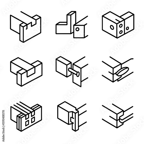 Icon furniture no marks speech dovetail icons pocket transparent joinery bubbles vector