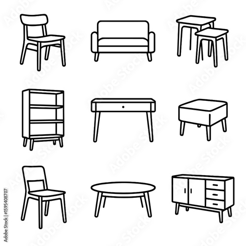 Punctuation console dining typography speech vector icons furniture wooden no modern icon