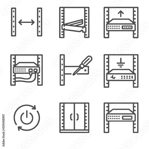 Marks detailed kit installation rail per vector icons typography punctuation rack icon
