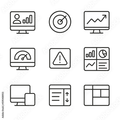 Icons performance chart vector per dashboard no layout survey set icon any