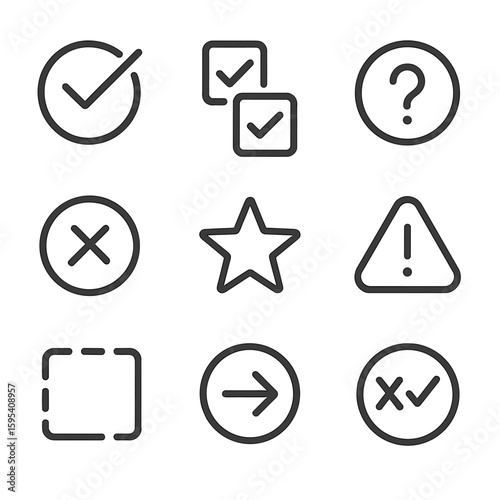 Isolated symbol set skip no answer mark validation punctuation partial vector icon