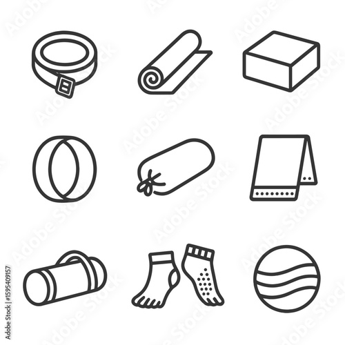No towel accessories grid equally icon icons yoga socks chinese vector cyrillic