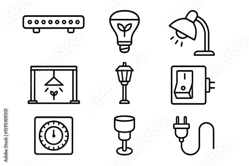 Bulb garden lighting no holder vector vertical icons cyrillic led per bar