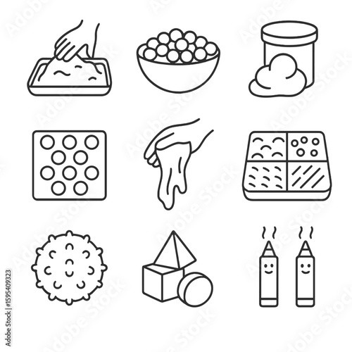 Bin sensory chinese icons play scented bubble icon modern vector no isolated