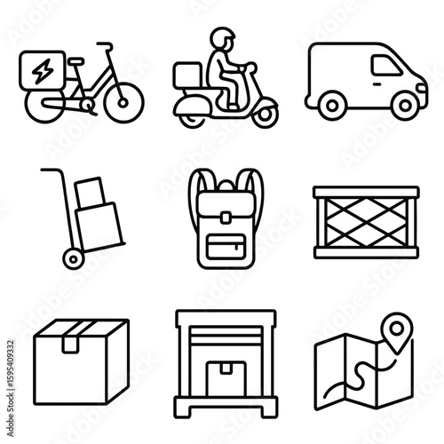 Delivery modern no backpack last icon typography compact carrier route vector mile