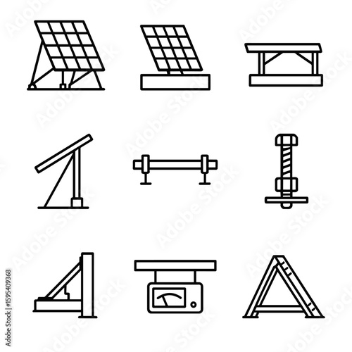 Set bolt industrial no mount vector icon numbers solar equally letters seismic