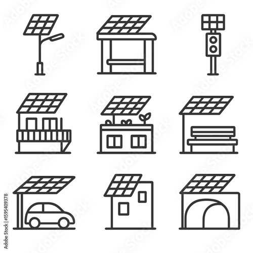 No roof icon solar shade vector modern urban bus stop metro marks