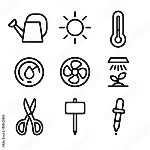 Terrarium labels marks uniform icon cyrillic equally care vector watering no icons