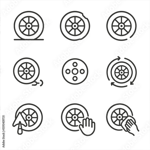 Marks icon numbers maintenance worn icons per wheel vector traction equally