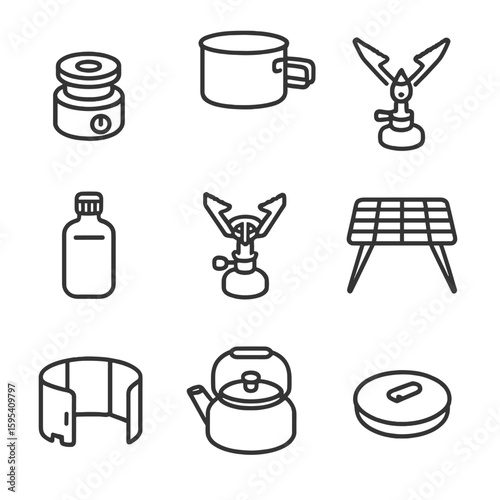 Mini packable letters icon fuel tiny no vector uniform modern stove lightweight