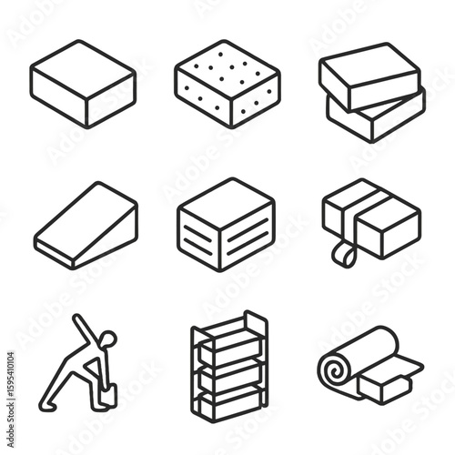 Foam icons no labels block vector yoga use icon detailed equally