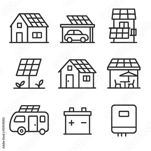 Patio bubbles icons any vector cabin modern home system icon solar no
