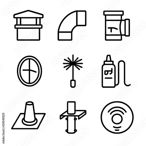 Icon uniform vector equally tee transparent typography flashing elbow set chimney