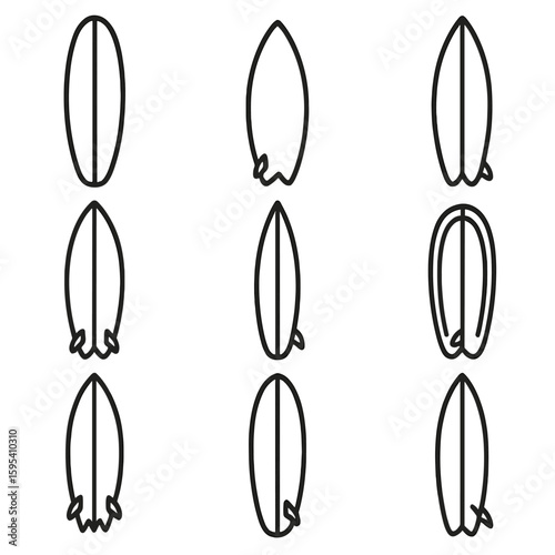 Vector letters hybrid bubbles surfboard any icon funboard set uniform no spaced