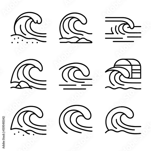 No break reef wave surf isolated per icon beach transparent vector