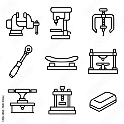Captions bench set file icons vector equally labels skateboard tool icon no