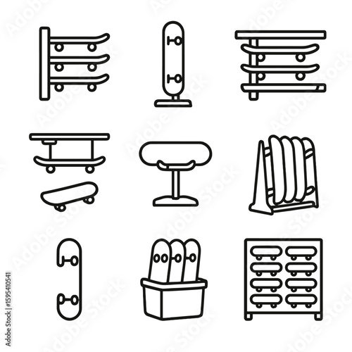 Vector no storage letters captions shelf floor skateboard uniform icon icons vertical