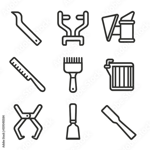 Beehive icons blade vector characters tool cyrillic propolis icon scraper numbers grip
