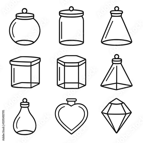 Terrarium vector cone hexagon grid icon sphere cube heart pyramid diamond cylinder