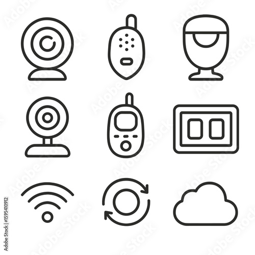 Icons monitor cloud baby sensor receiver signal infrared icon button station vector