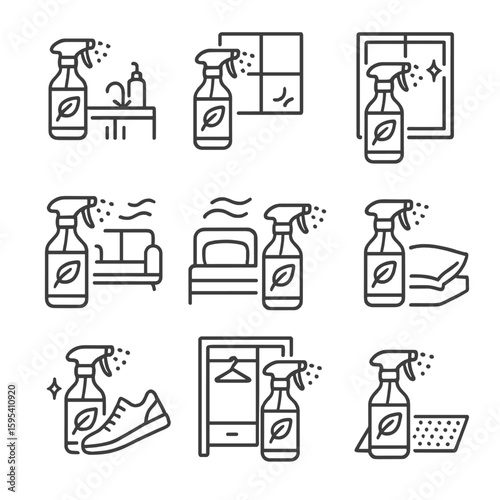 Counter room air glass spray eco vector icon bathroom closet tiles shoe