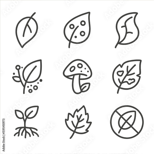 Icon disease mold fungal root plant quarantine pest yellow icons curled vector