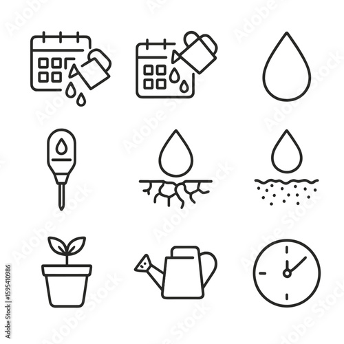 Icon icons daily watering soil vector dry droplet can meter schedule pot