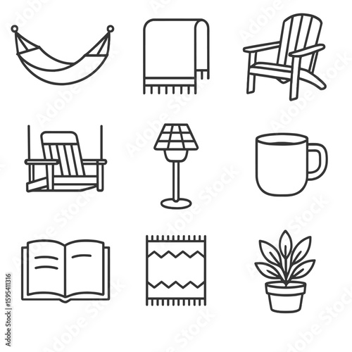 Solar mug cottage any captions lamp icons per vector icon typography no