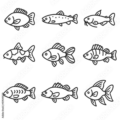 Icon spaced aquaponics emojis vector cyrillic icons letters fish no uniform marks