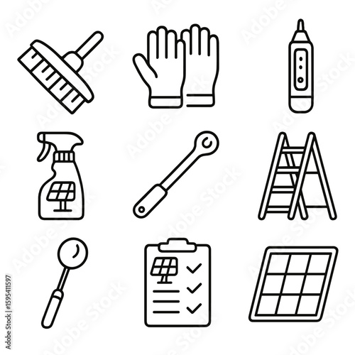 Tester icon mirror torque checklist maintenance icons spare safety vector brush panel