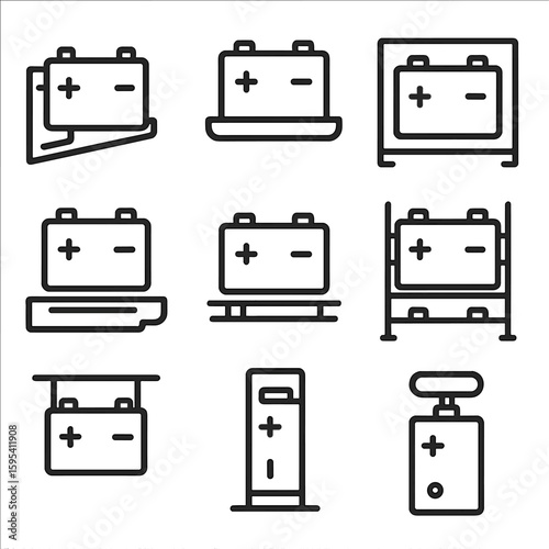 Icons uniform mounting emojis set battery no equally bubbles vector floor icon
