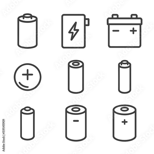 Grid icon cell icons nimh alkaline vector aaa coin c aa battery