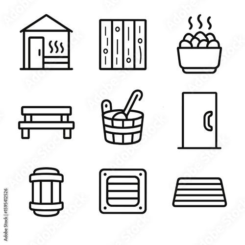 Icon cabin vector icons ladle grille collection fixture vent heater floor stones