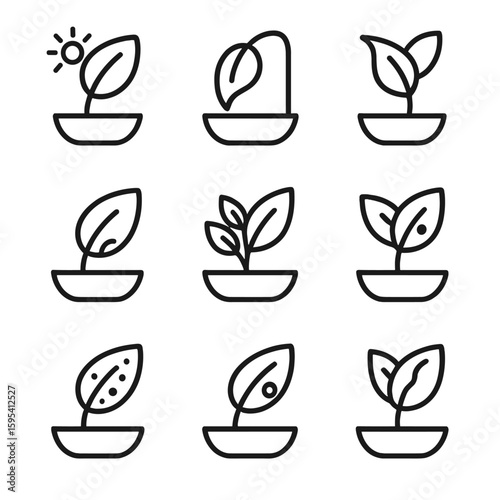 New hole dot leaf spot growth chew plant vector icon health brown
