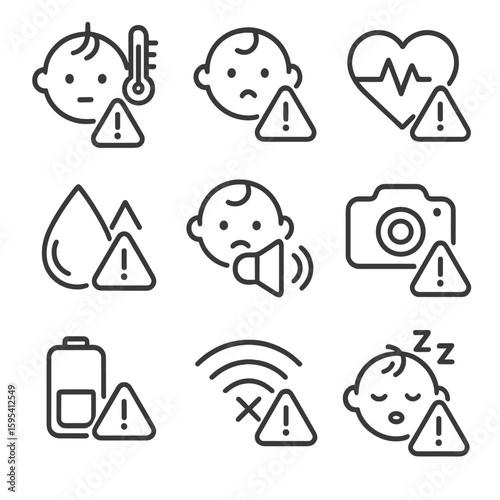 Icon alert sensor baby high heart low alerts temperature rate vector notification