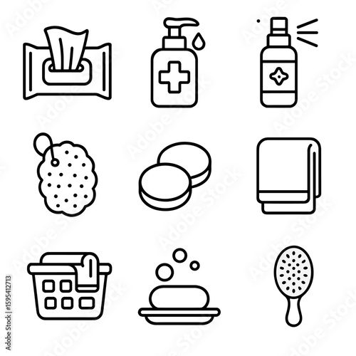 Pads icons cotton spray bath sponge vector hand hygiene icon postpartum laundry