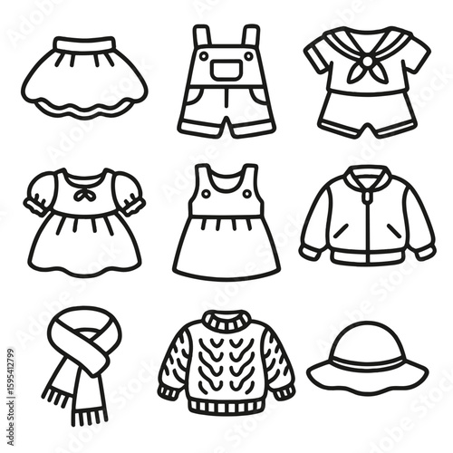 Fabric vector sailor peasant doll outfits sweater dungarees tutu overalls skirt jacket