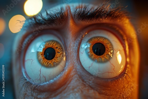 Cartoon character with exaggerated surprised face and bulging eyes