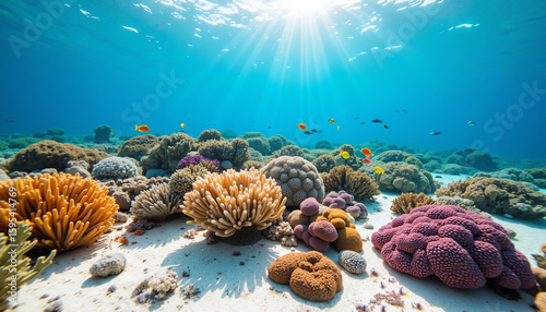 Vibrant Coral Reef with Diverse Marine Life